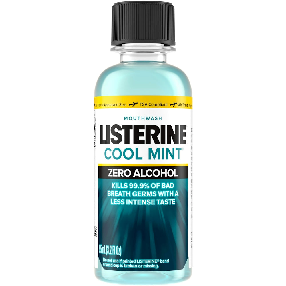 Listerine Mouthwash, Zero Alcohol, Cool Mint 3.2 Fl Oz