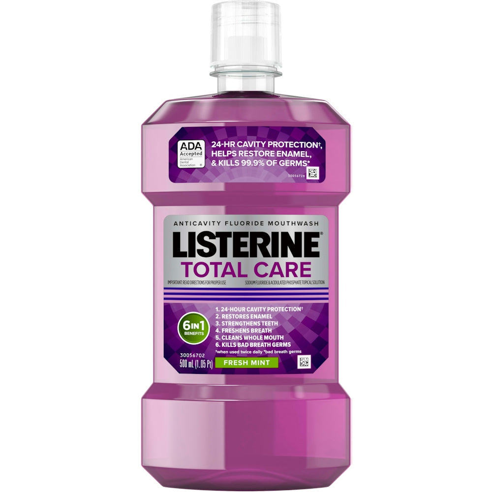 Listerine Total Care, Mouthwash, Anticavity Fluoride, Fresh Mint, 16.9 Fl Oz