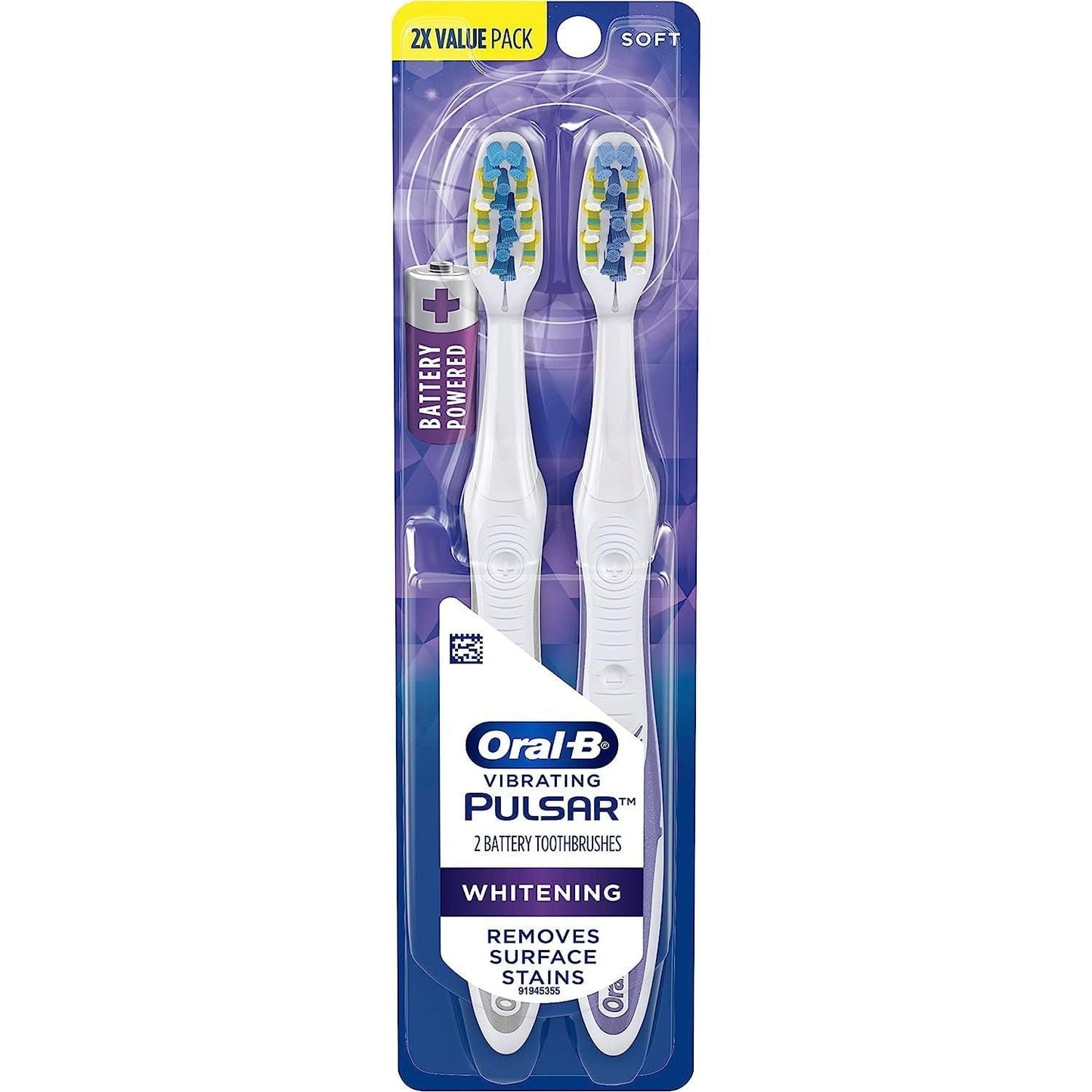 Oral-B Pulsar Battery Toothbrushes, Soft, Whitening, Value Pack