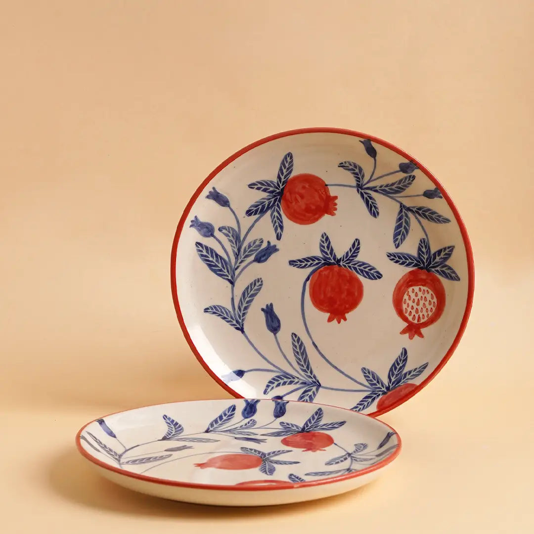 Indian Anaar plate, Red- 7x1 Inches ( Set of 2 )