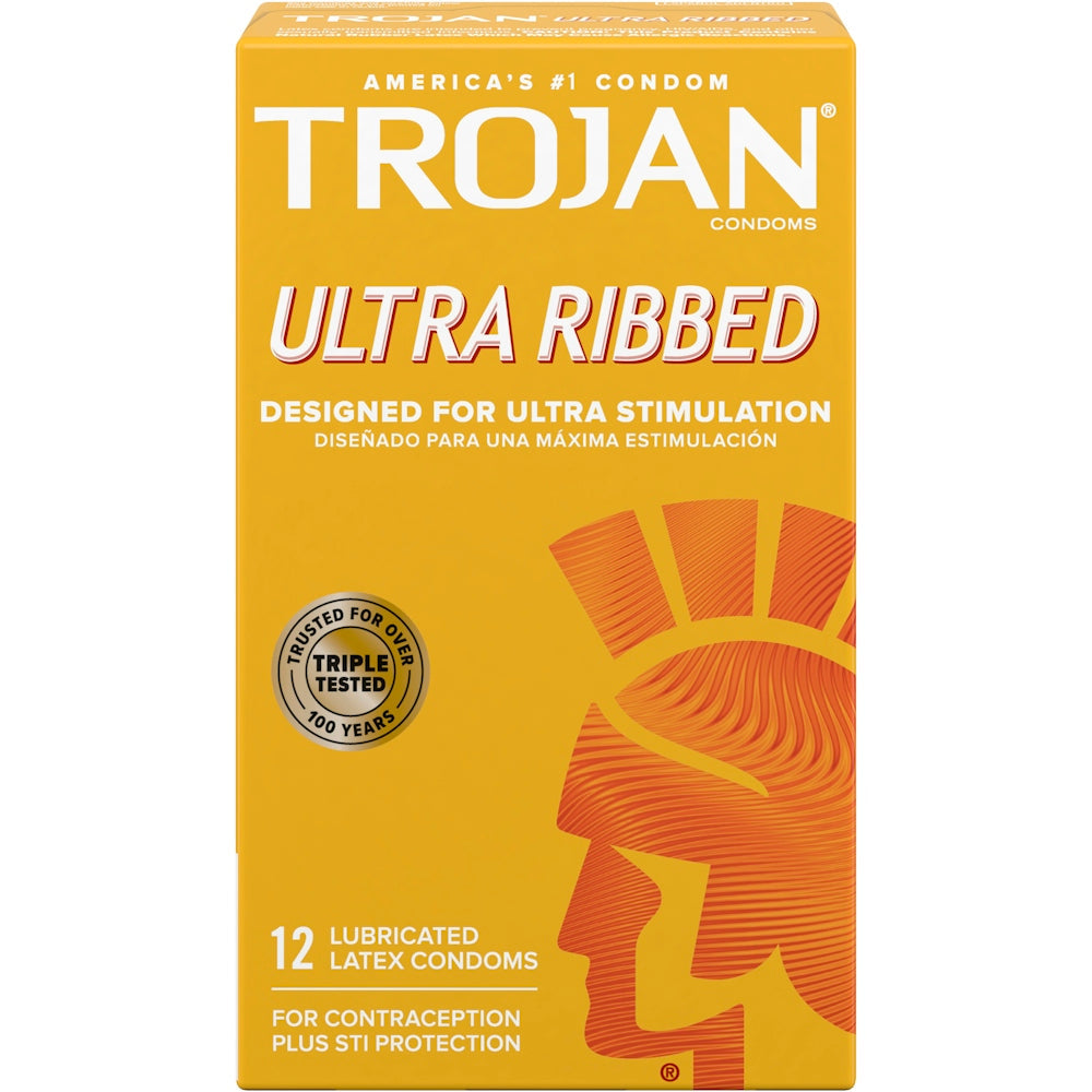 Trojan Ultra Ribbed Premium Lubricated Latex Condoms