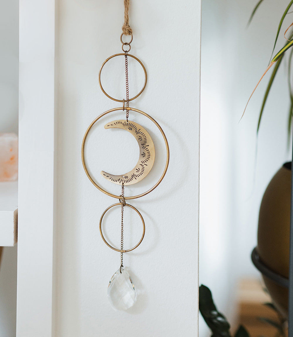 Surya Crescent Moon Brass Suncatcher - Osadia Concept Store