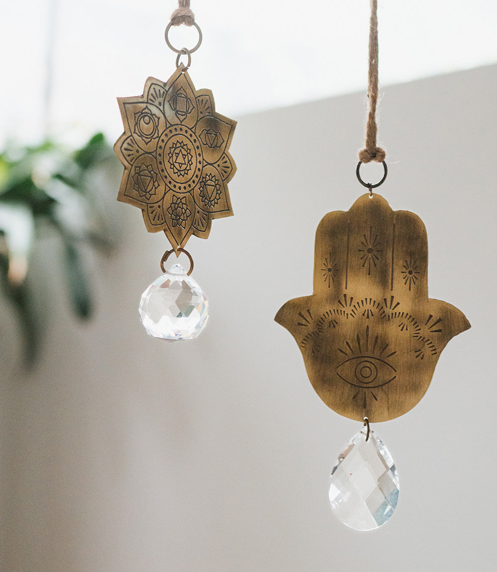 Surya Lotus Engraved Brass Suncatcher - Osadia Concept Store