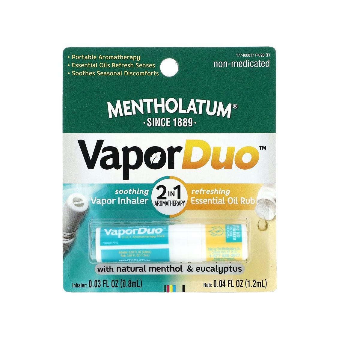Mentholatum Vapor Inhaler & Essential Oil Rub, With Natural Menthol & Eucalyptus, Soothing, Refreshing, 2 In 1 Aromatherapy