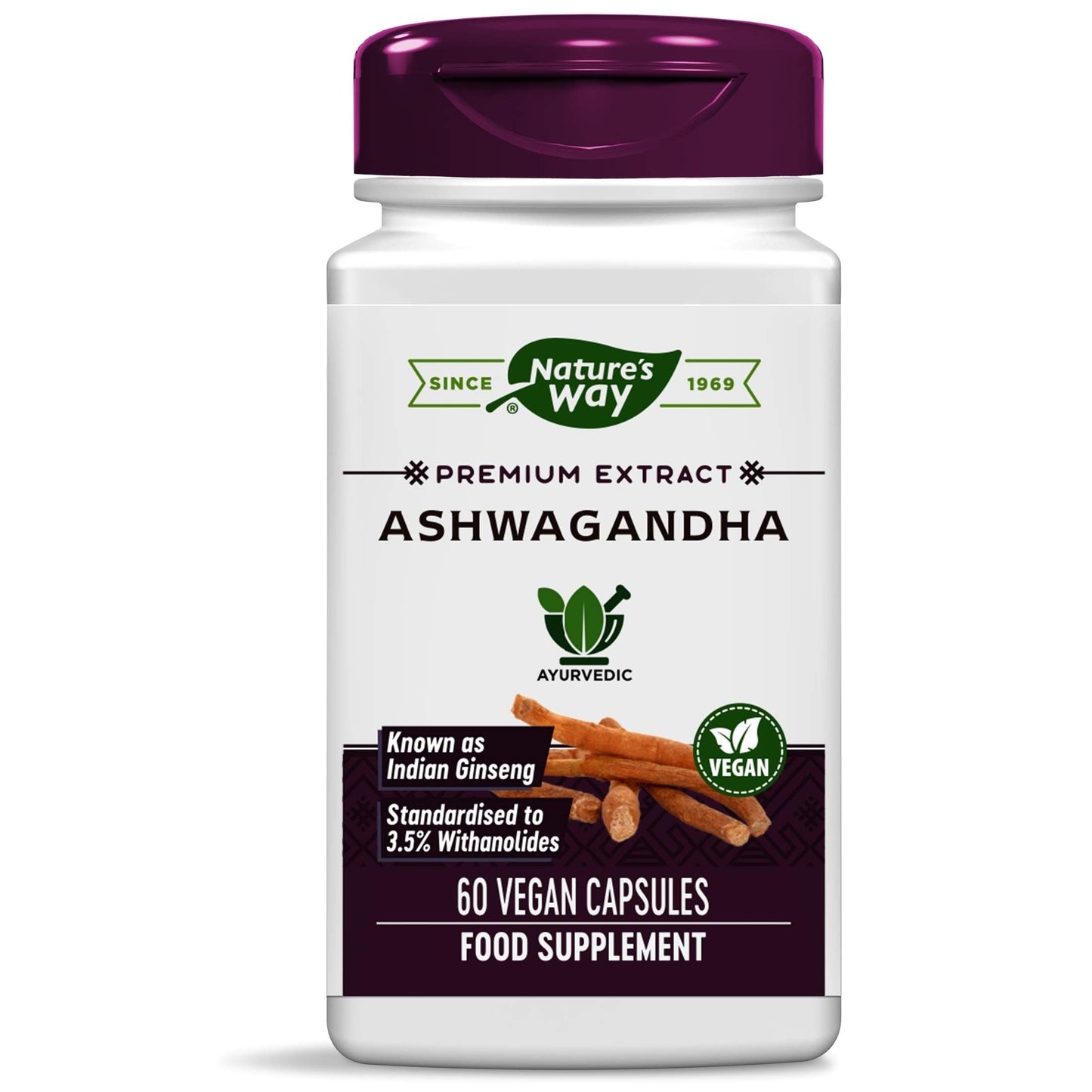 Nature's Way Ashwagandha, Premium Extract, 500 Mg, 60 Vegan Capsules