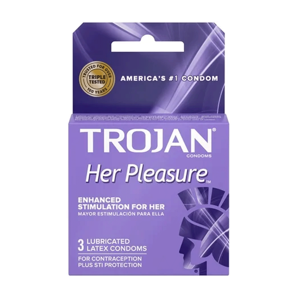Trojan Her Pleasure Sensations Lubricated Premium Latex Condoms - 3Ct