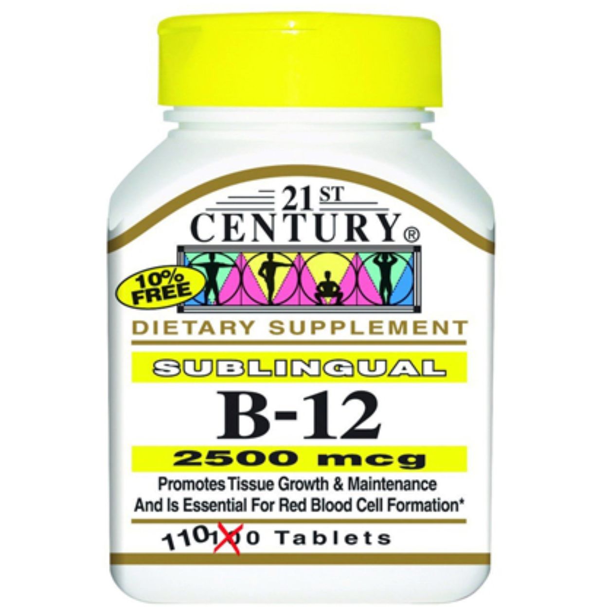 21st Century Vitamin B-12, Sublingual, 2500 Mcg, Tablets