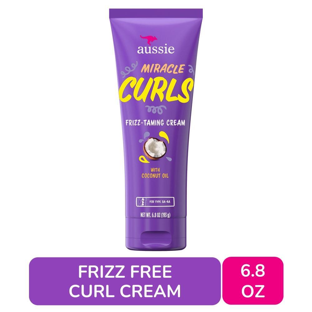 Aussie Miracle Curls Frizz Taming Curl Cream With Coconut & Jojoba Oil, 6.8 Fl Oz