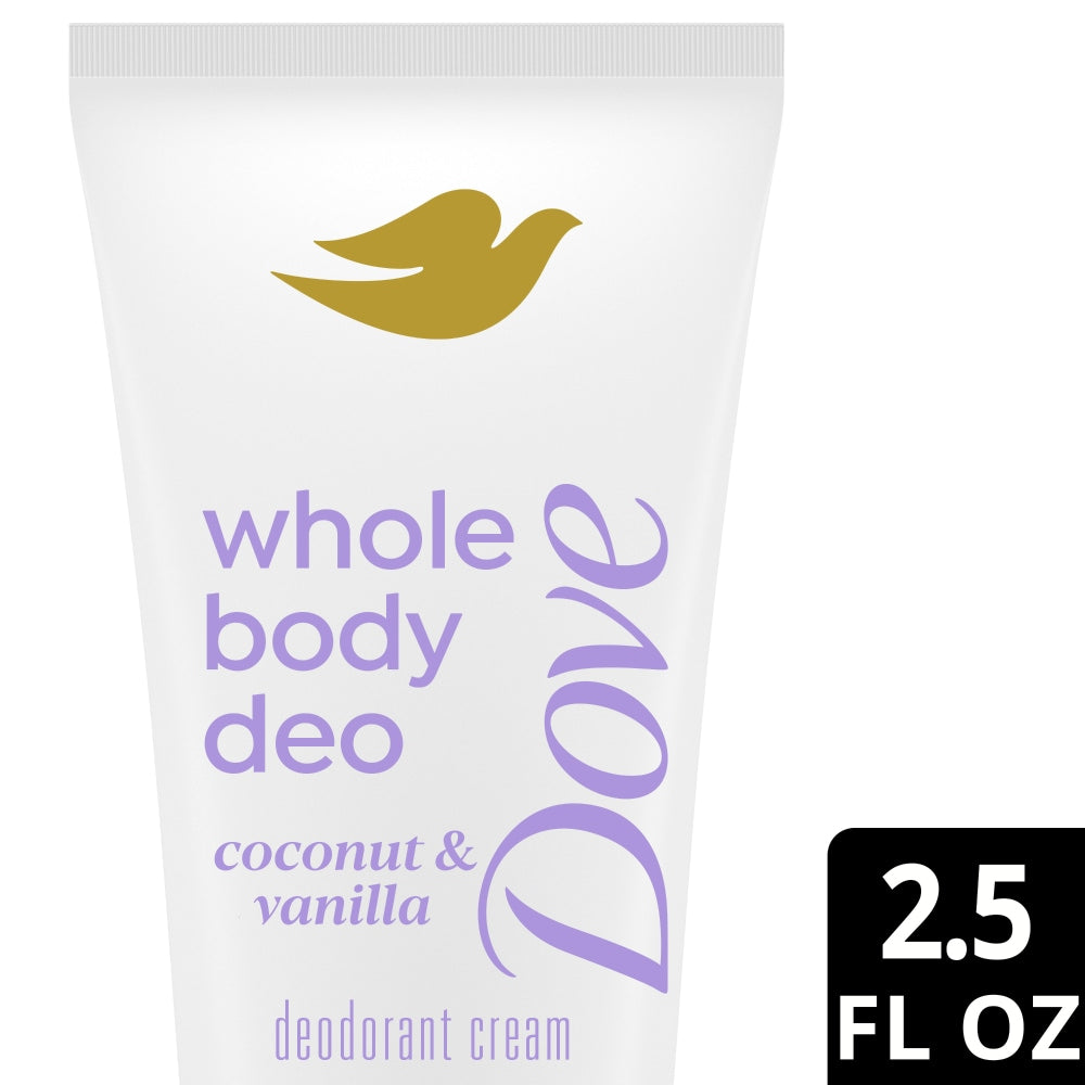 Dove Deodorant Cream, Whole Body, P H Balancing, Coconut & Vanilla 2.5 Fl Oz