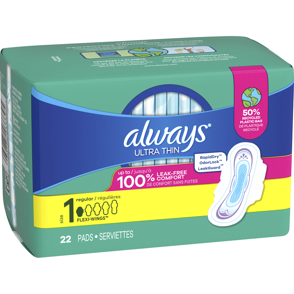Always Ultra Thin Size 1 Regular Flexi Wings 22 Pads