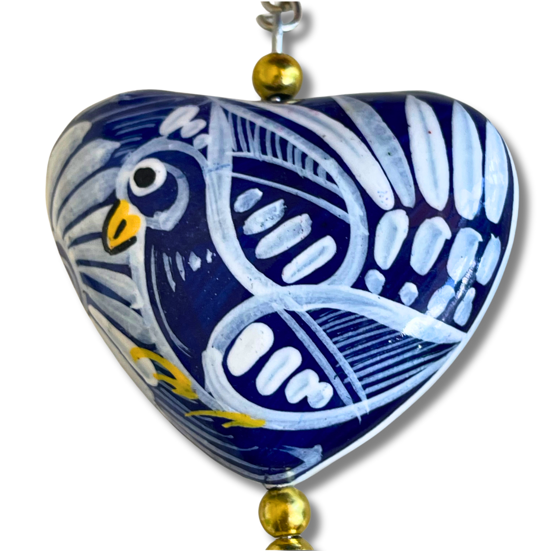 Hand Painted Bohemian Heart Clay Assorted Keychain - Mexico - Osadia Concept Store