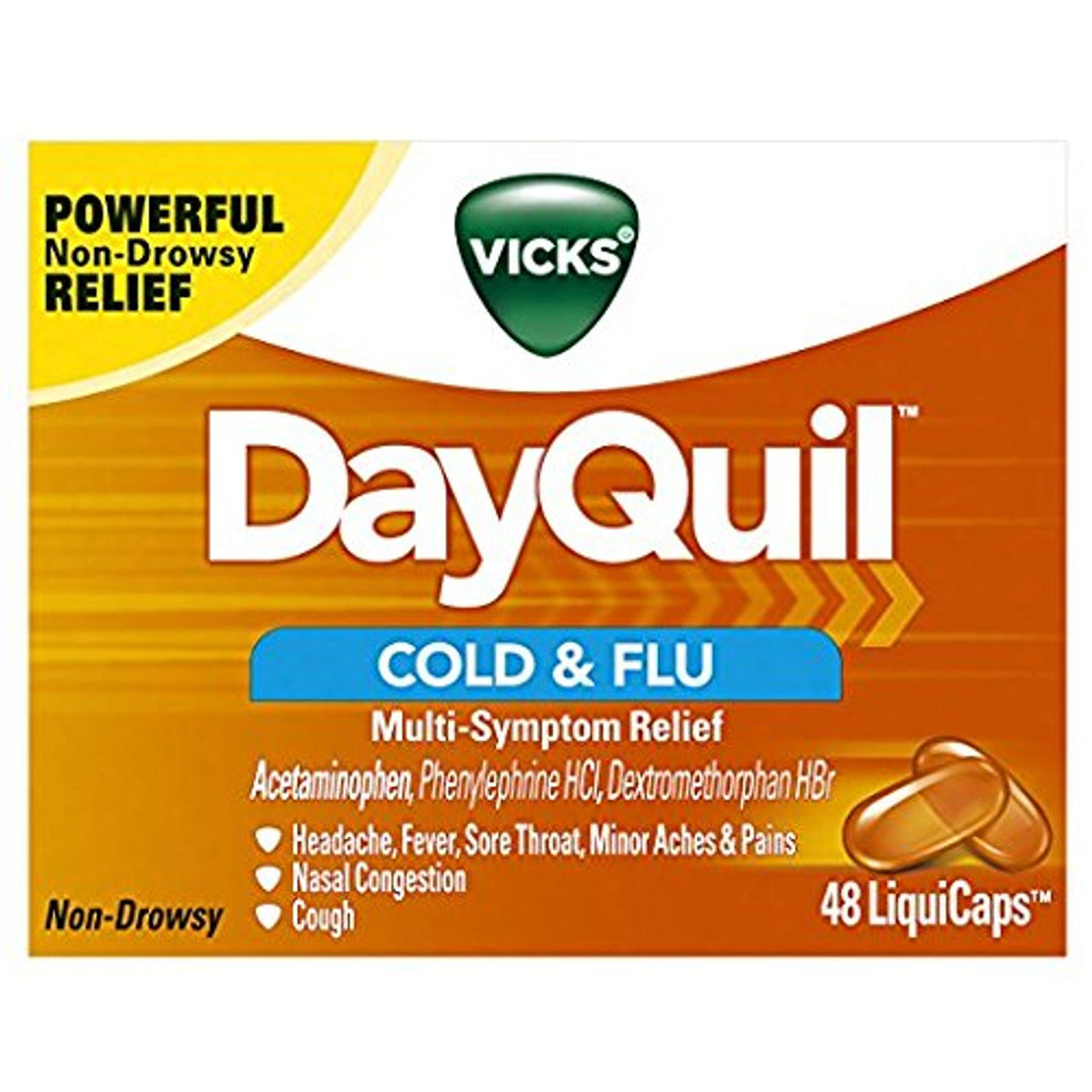 Vicks DayQuil Cold & Flu, Multi-Symptom Relief, LiquiCaps