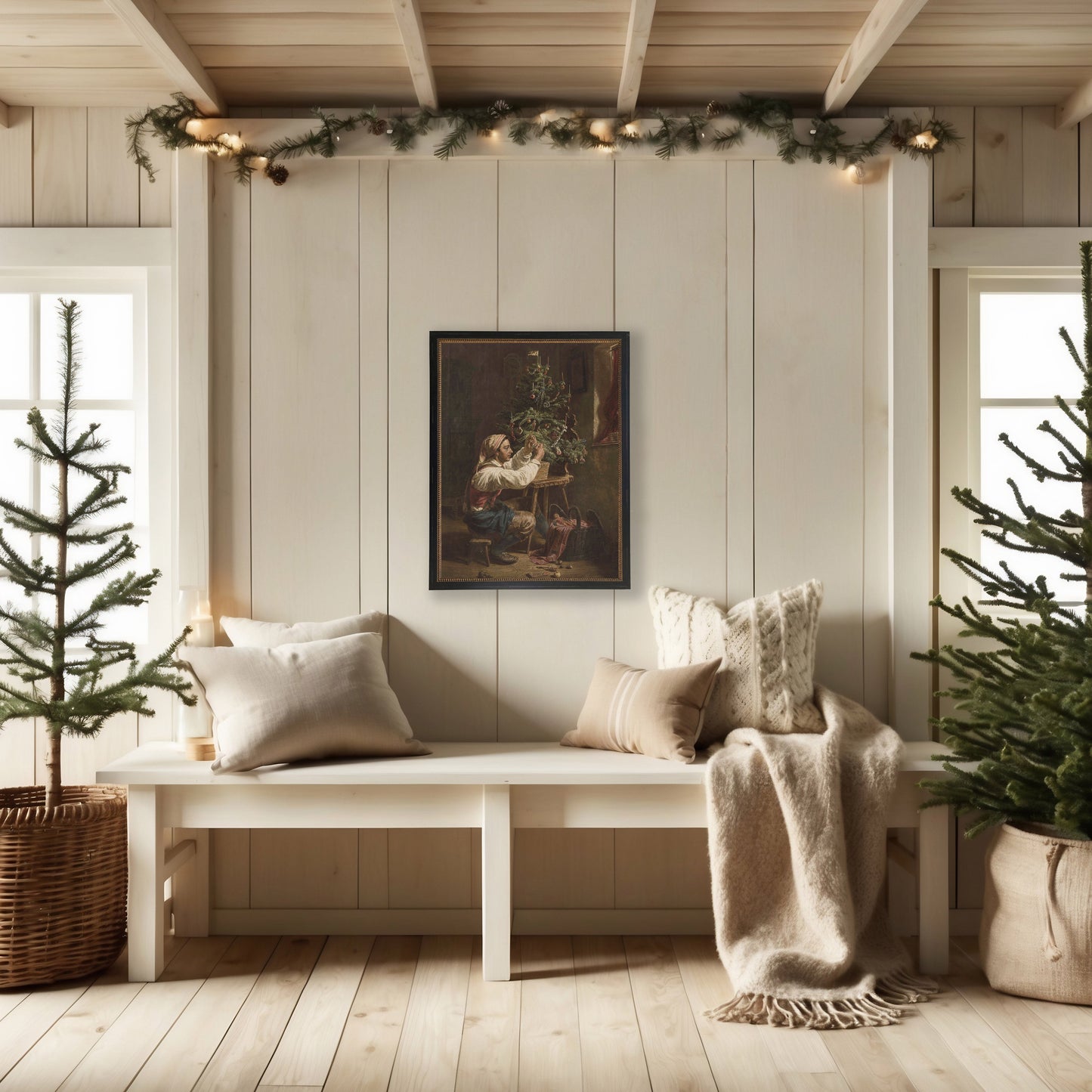 Vintage oil reproduction of a Christmas Scene