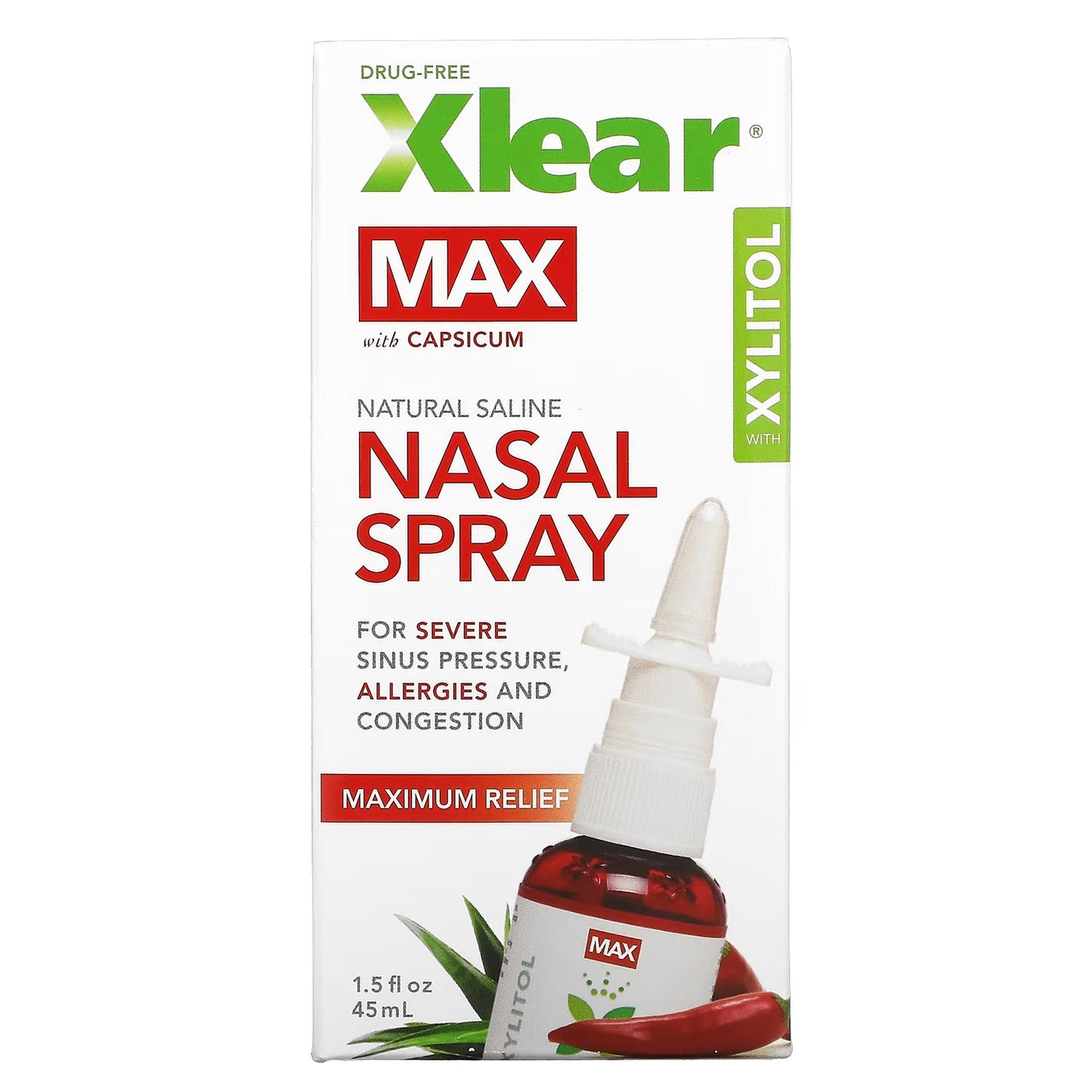 Xlear Saline Nasal Spray, Max, 1.5 Fl Oz