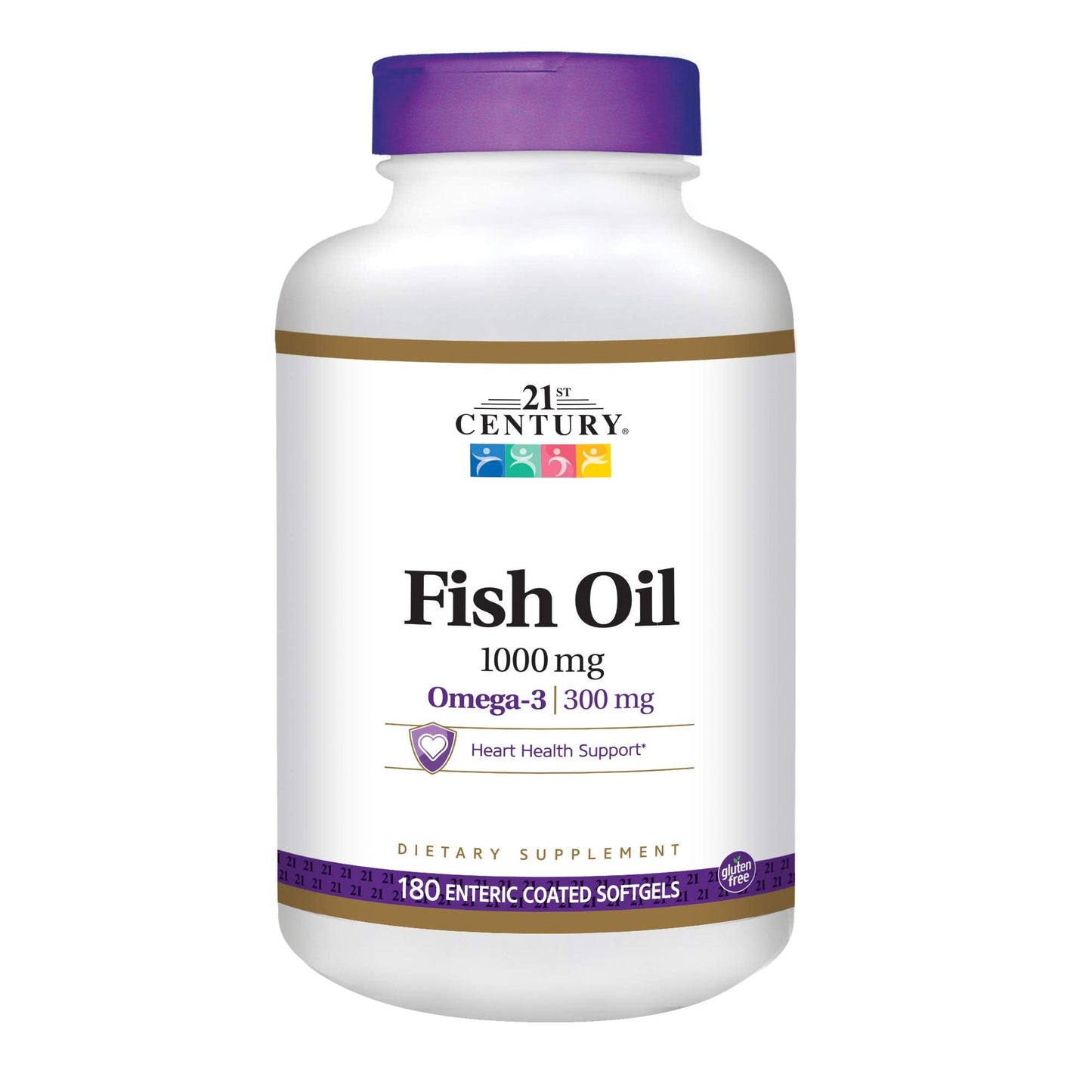 21st Century Fish Oil 1000 Mg Enteric Coated Softgels, 180Count