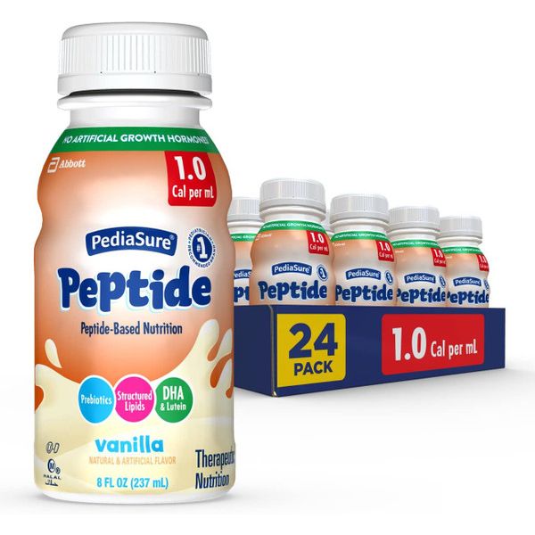PediaSure Peptide 1.0 Cal, Peptide-Based Formula, Sole-Source Nutrition Drink For Tube Feeding Or Oral Nutrition, Vanilla, 8-fl-oz Bottle