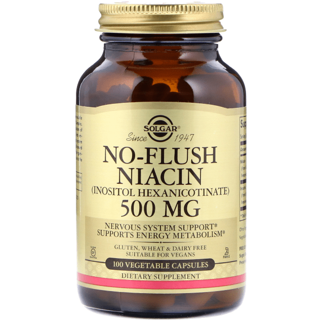 Solgar No-Flush Niacin 500 mg 100 Vegetarian Capsules