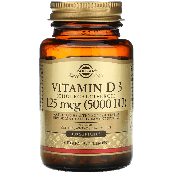 Solgar Vitamin D3 (Cholecalciferol) 125 mcg (5,000 IU) 100 Softgels