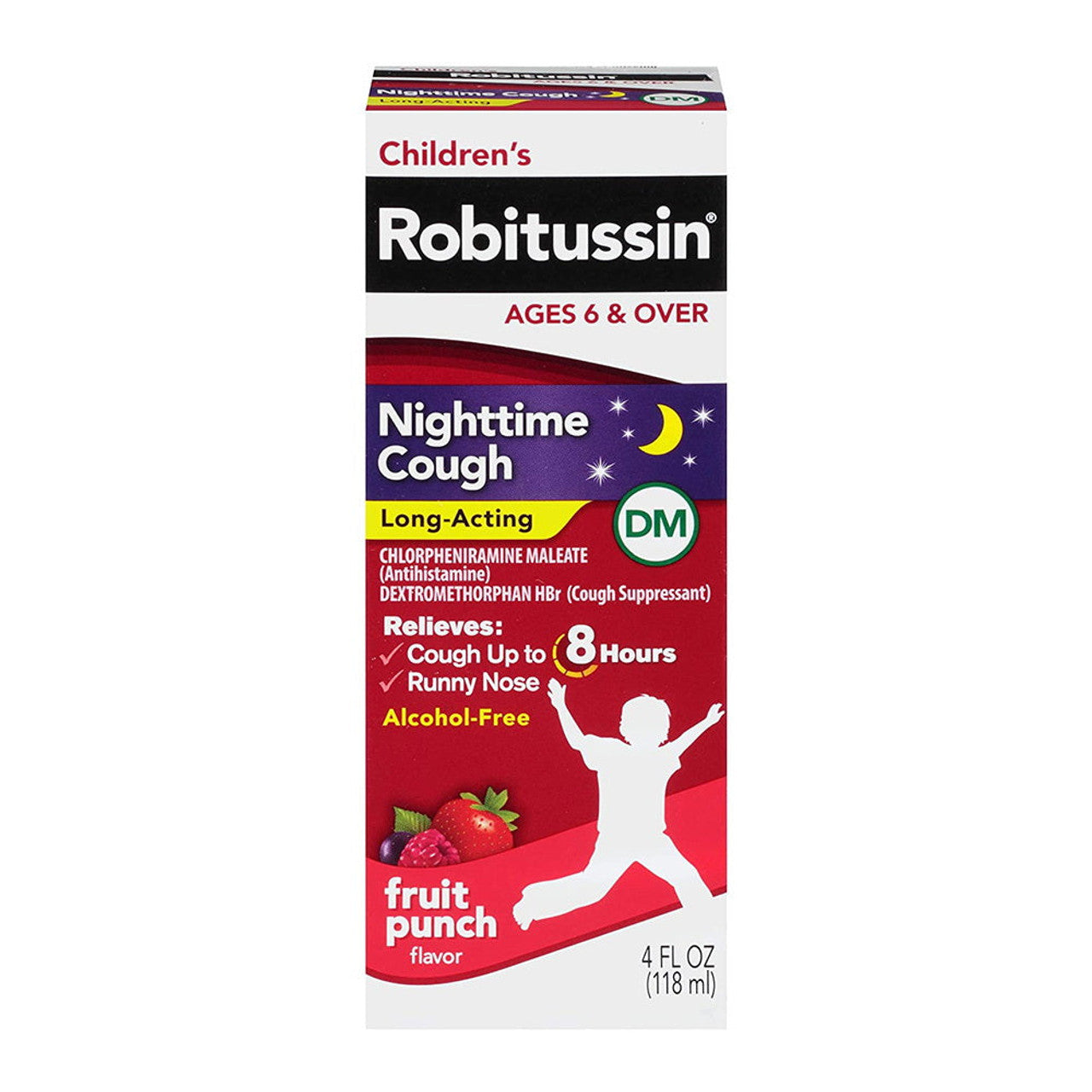 Robitussin Cough, Nighttime, Long Acting, Children's, Dm, Fruit Punch Flavor 4 Fl Oz
