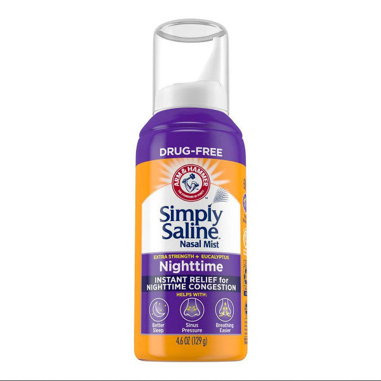 Simply Saline ARM & HAMMER Nighttime Nasal Mist 4.6oz- Instant Relief For SEVERE Congestion- One 4.6oz Bottle