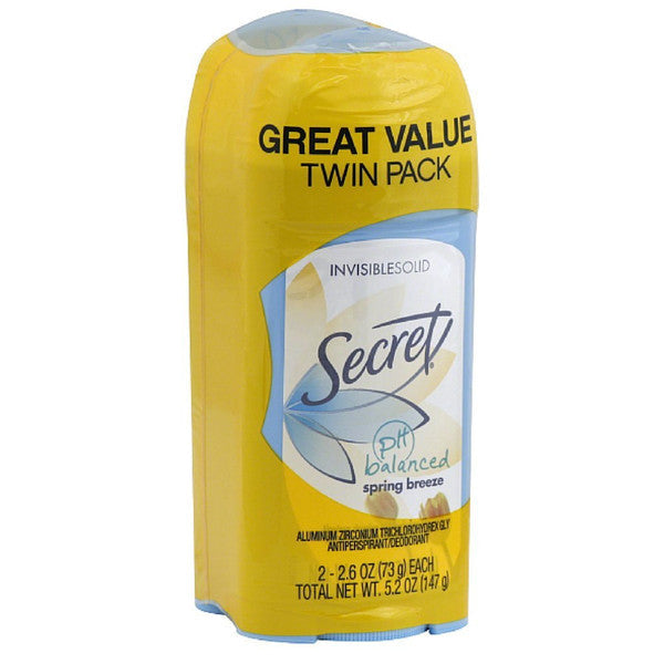 Secret Invisible Solid Antipersp./Deo. Twin Pack Spring Breeze 5.2oz
