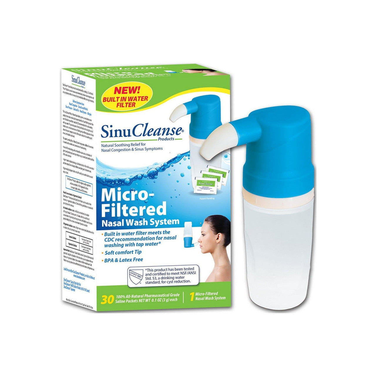 SinuCleanse Microfilter Nasal Wash System 1 Bottle 30 Packets