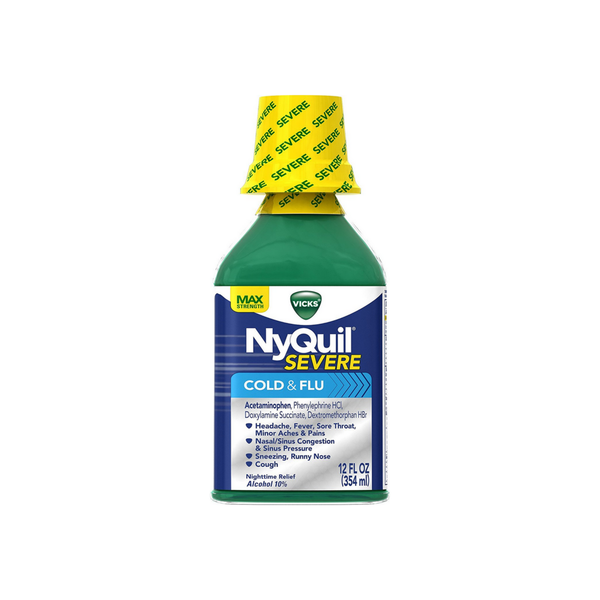 Vicks NyQuil Severe Max Strength Cold & Flu Nighttime Relief Liquid, 12 Fl Oz