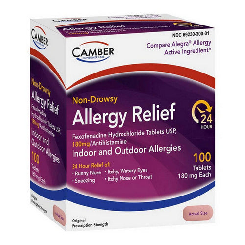 Camber Fexofenadine Hydrochloride, Allergy Relief 180mg, 100ct