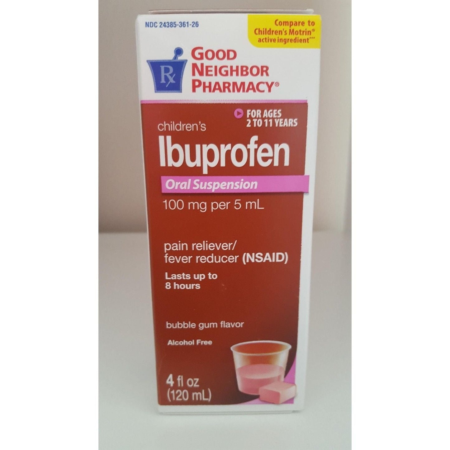 G.n.p. Ibuprofen Bubblegum Suspension Liquid, 4 Oz