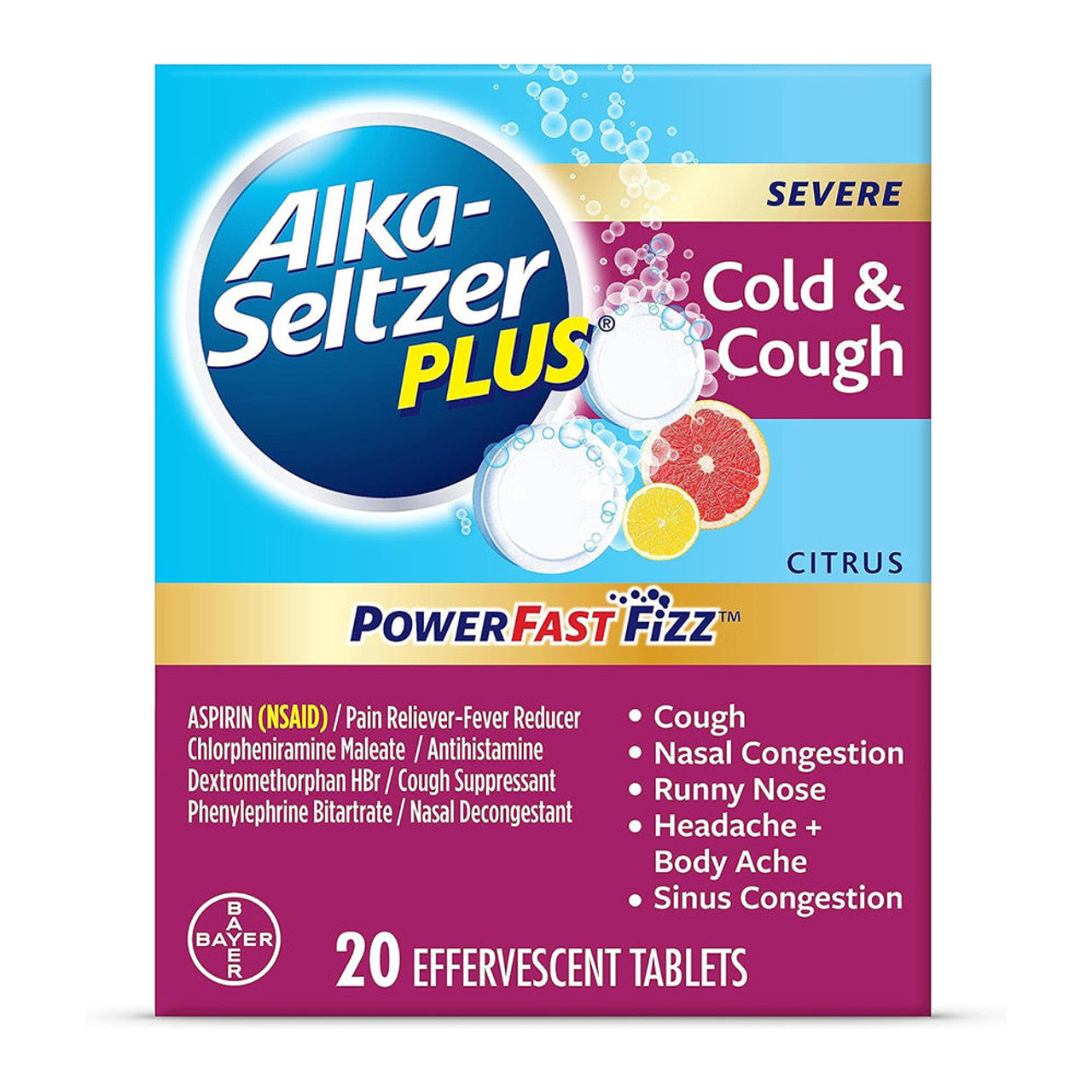 Alka-Seltzer Plus Cold & Cough, Severe, Citrus, Effervescent Tablets