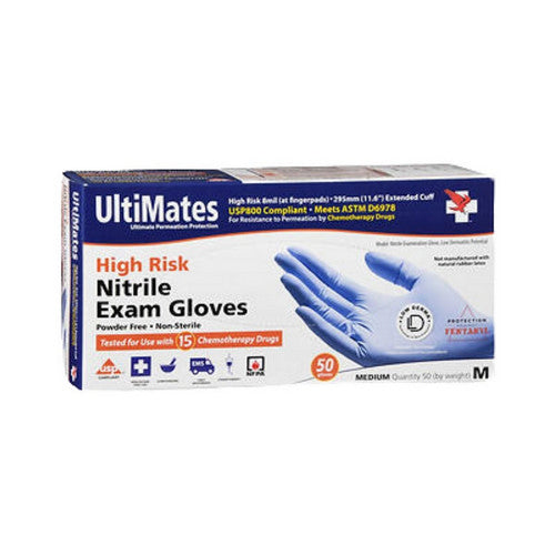 Ultimates High Risk Nitrile Exam Gloves Extended Cuff Medium
