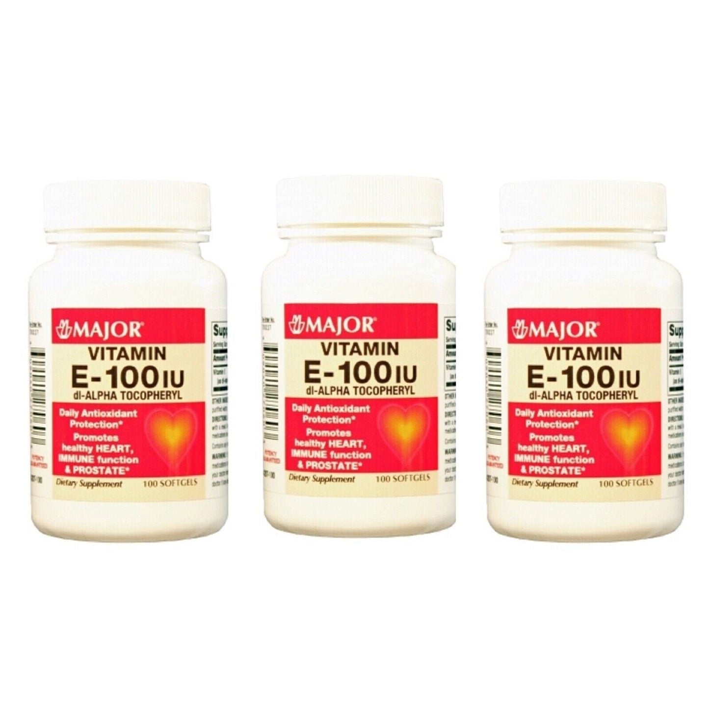Major Vitamin E-100 IU 100 Sofgels * 3 Pack