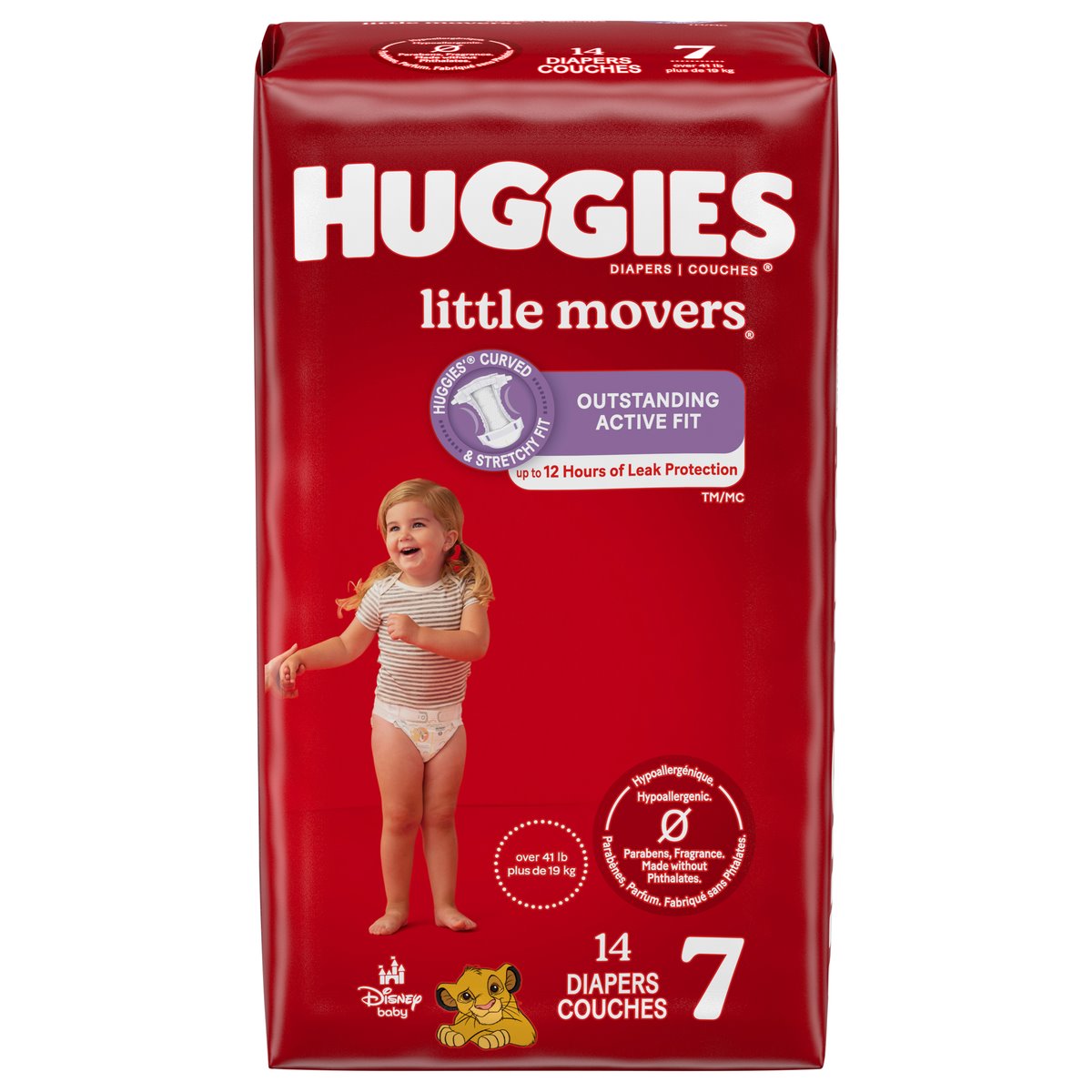 Huggies Little Movers Baby Diapers, Size 7