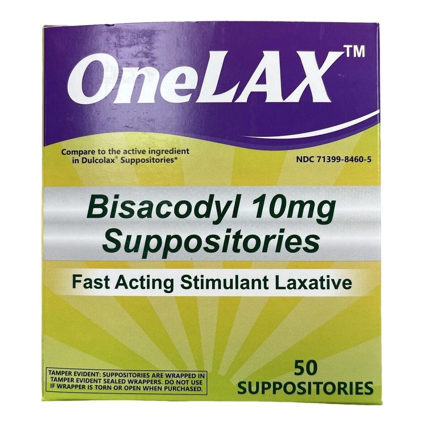 ONELAX Bisacodyl 10mg Suppositories 50 Count Box
