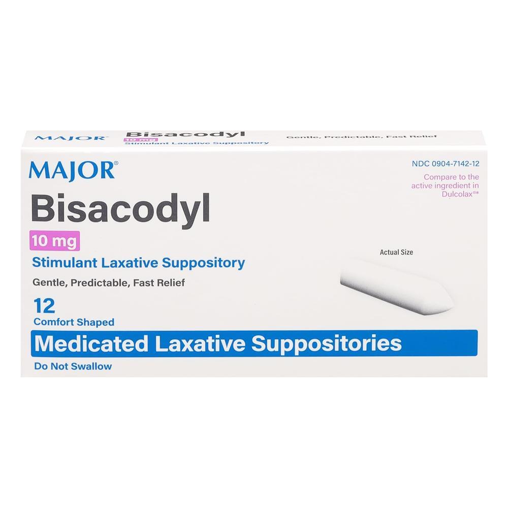 Major Bisacodyl 10 Mg - 12 Medicated Suppositories