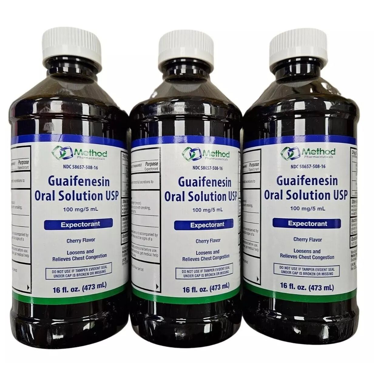 3 Bottles ) Method Guaifenesin MUCUS Expectorant Syrup 16oz Each NEW LOOK