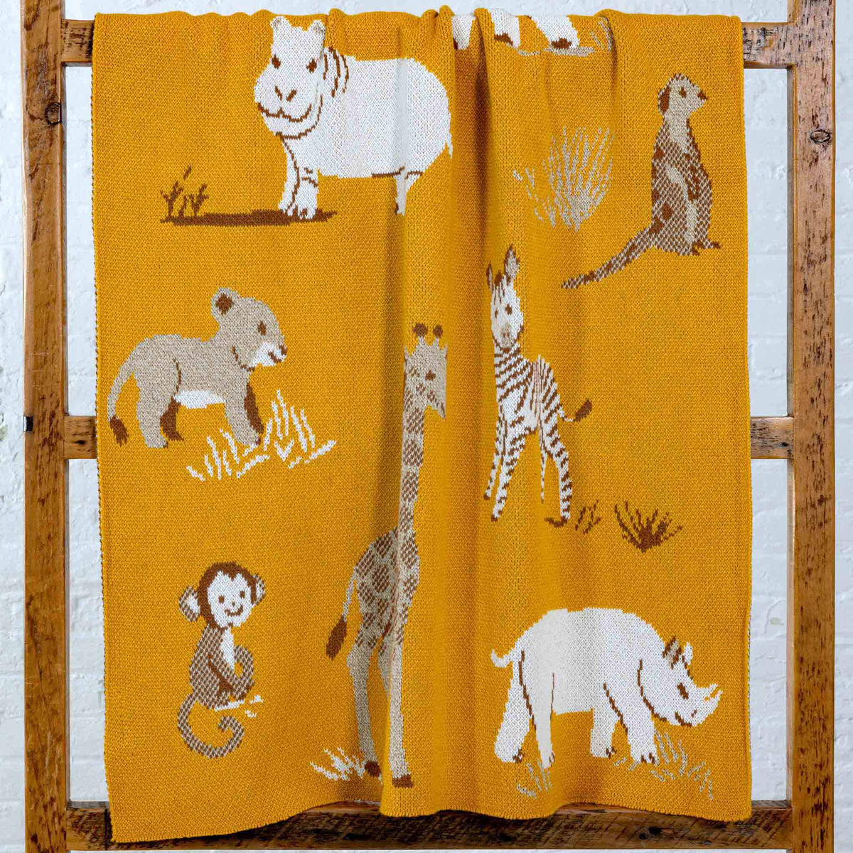 Baby Safari - Cotton Sustainable Knit Animal Blanket