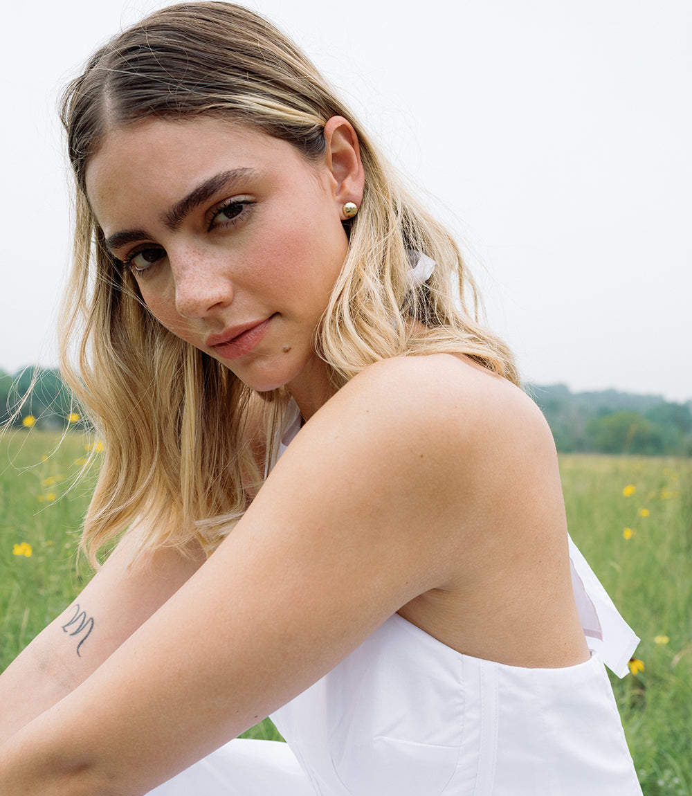 Nisha Ball and Oval Stud Earrings