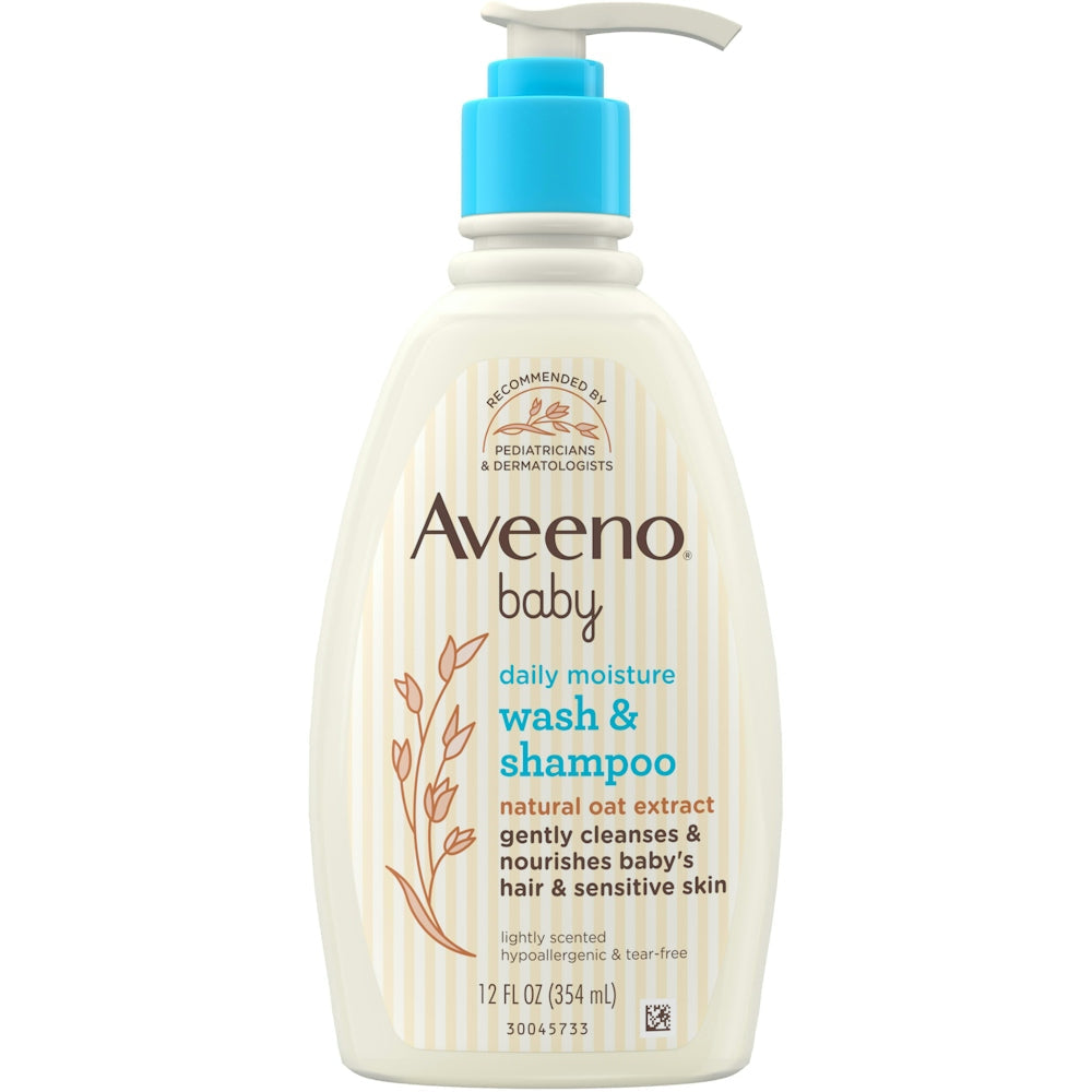 Aveeno Baby Daily Moisture Body Wash & Shampoo, Oat Extract, 12 Fl Oz