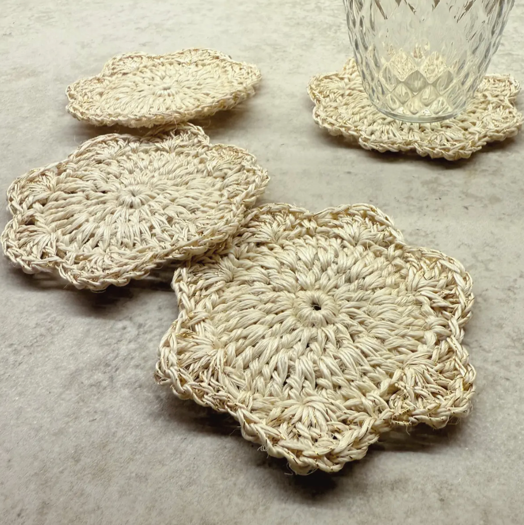 S/4 Hand Crocheted Coasters - Verbena