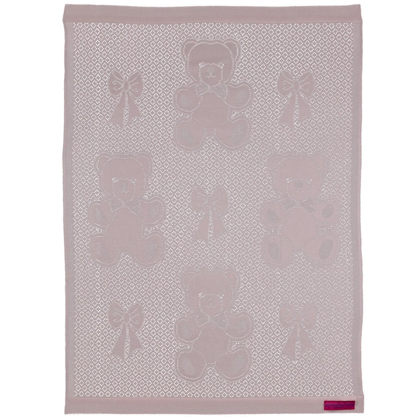Southampton Home Lace Weave Bears & Bows Baby Blanket ~ Pink ~
