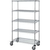 Quantum Storage Systems M2460C47-5 Chrome Wire Shelving 5-Shelf Stem Caster Cart - 74 In