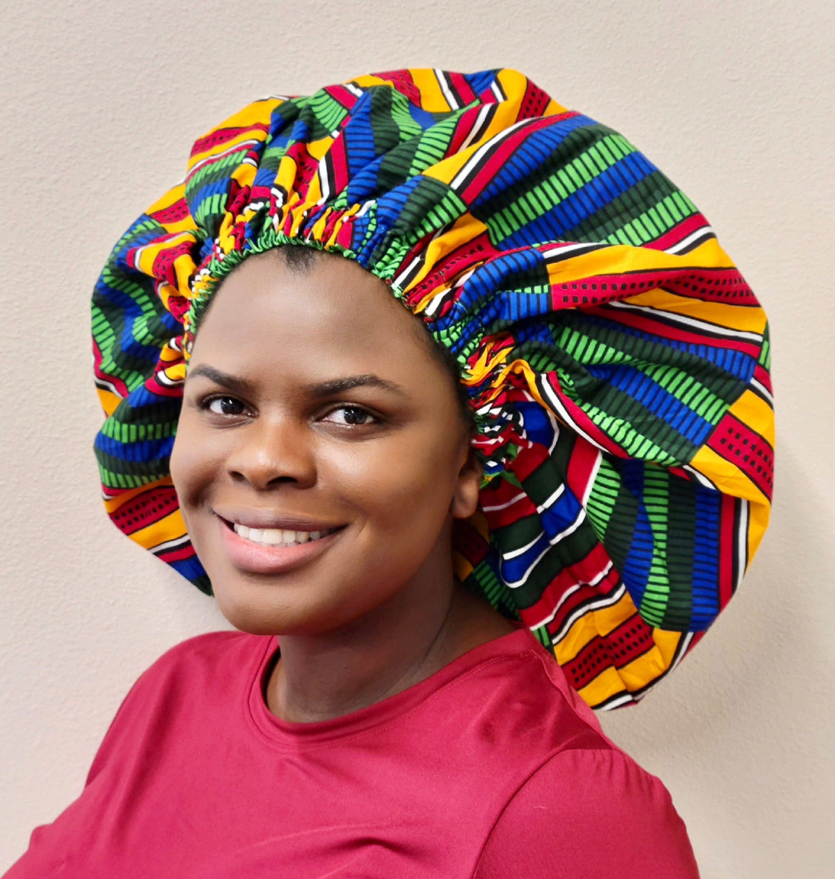 XL Silk Lined African Print Bonnet