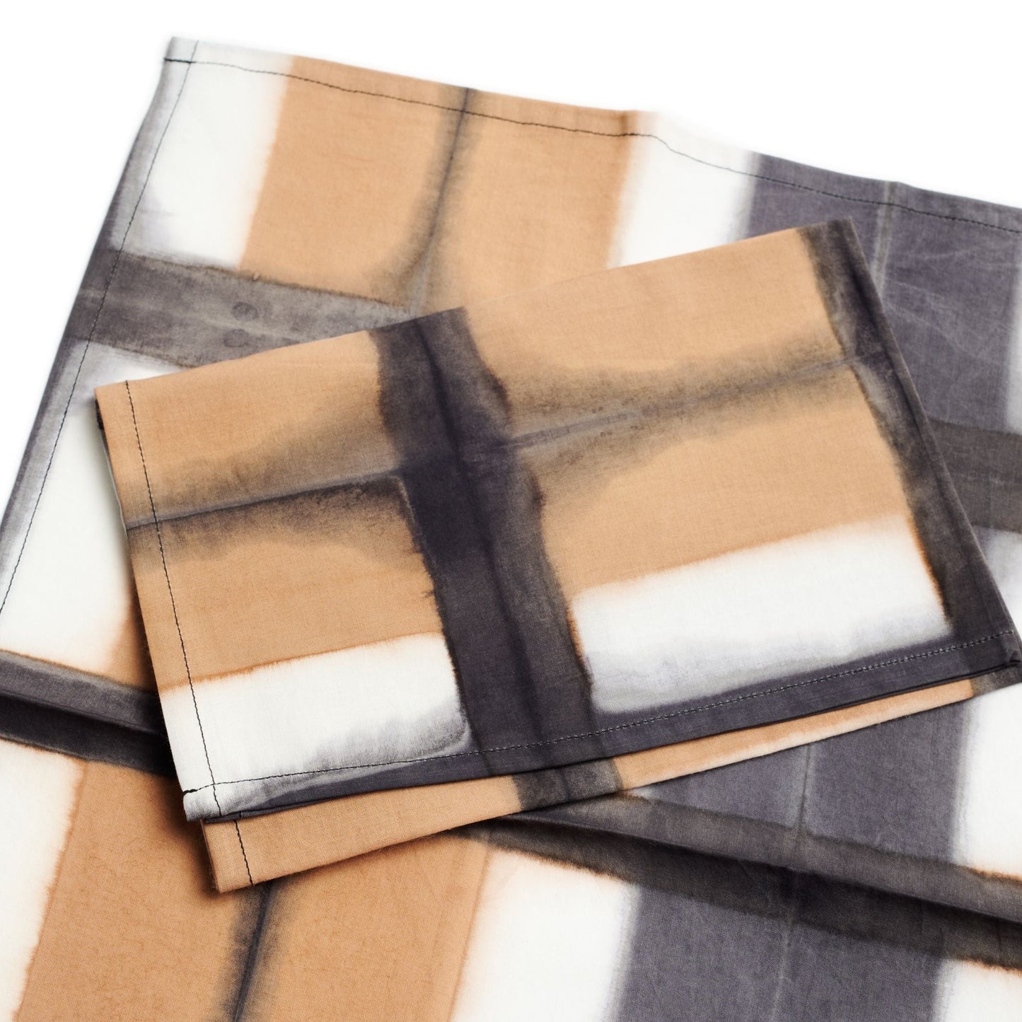 Chowk Black Hand Clamp Dyed Artisanal Cotton Table Napkin ( set of 4 )