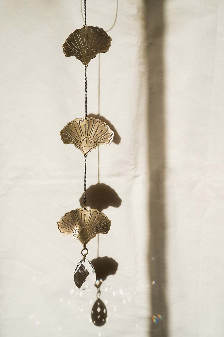 Surya Cascade Floral Engraved Brass Suncatcher - Osadia Concept Store