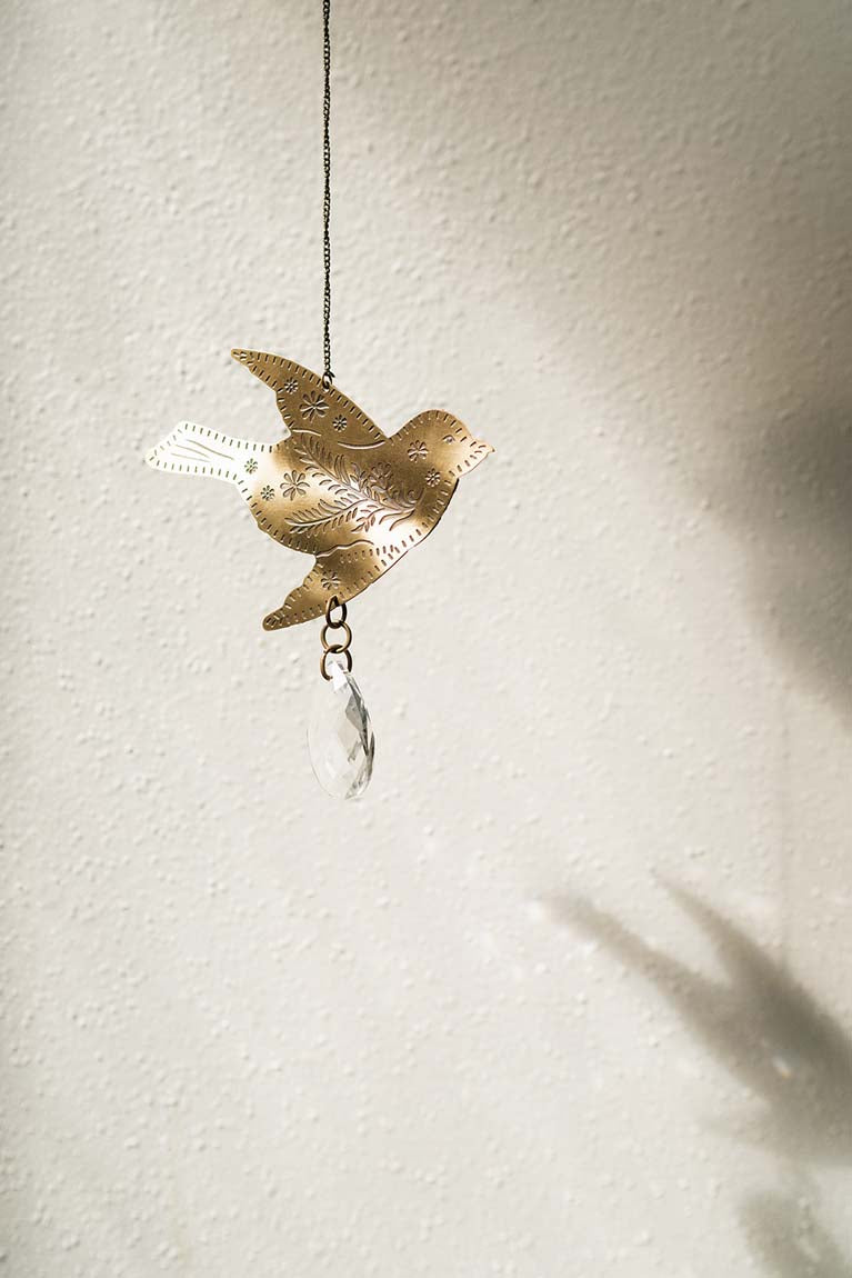 Surya Bird Engraved Brass Suncatcher - Osadia Concept Store