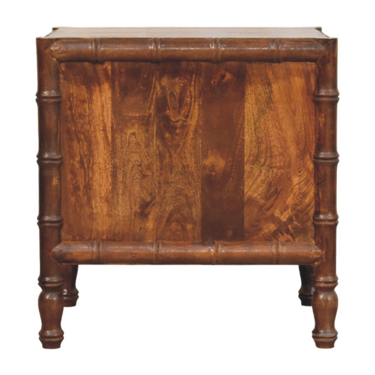 Solid Wood Bamboo Framed Bedside Table 2 Drawers Brown