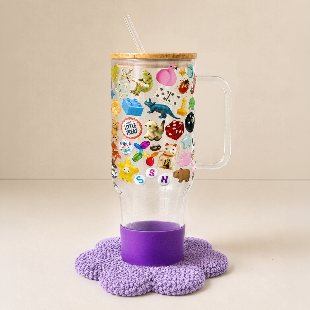 Trinket Core 40oz Tumbler, Purple Boot & Daisy Mug Rug Bundle