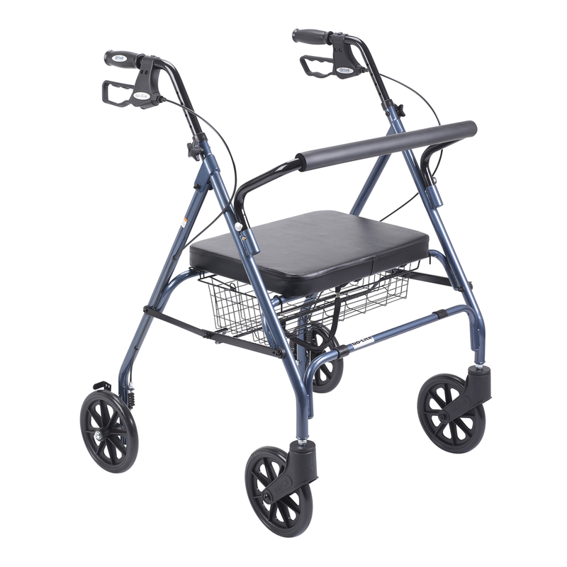 Drive Medical Heavy Duty Bariatric Blue Rollator Walker With Large Padded Seat