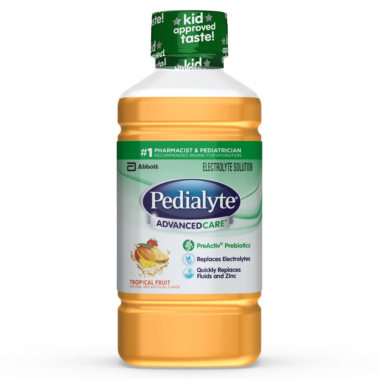 Pedialyte Advanced Care Tropical Fruit Electrolyte Solution, 33.8 Fl Oz
